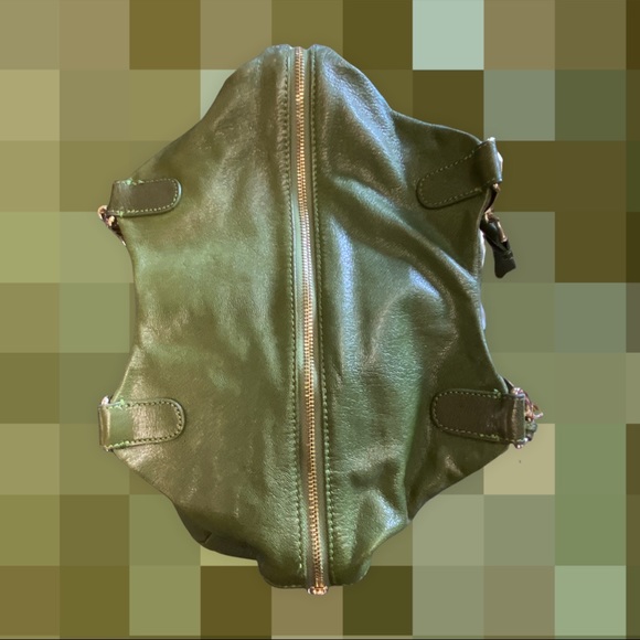 Badgley Mischka Platinum Connie XL hobo bag green and gold turn lock #030 - Picture 6 of 12